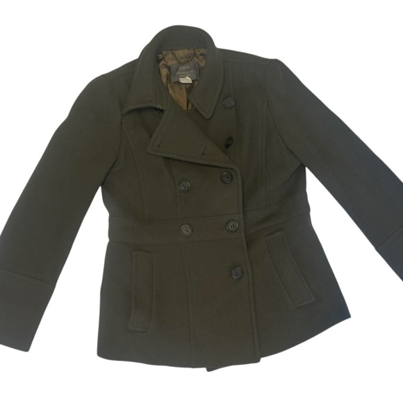 J. Crew Stadium Cloth by Nello Gori Wool Blend Green Preppy Pea Coat Women's 8P - Picture 1 of 9